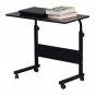 Adjustable Height Rolling 31.5" Side Table Black