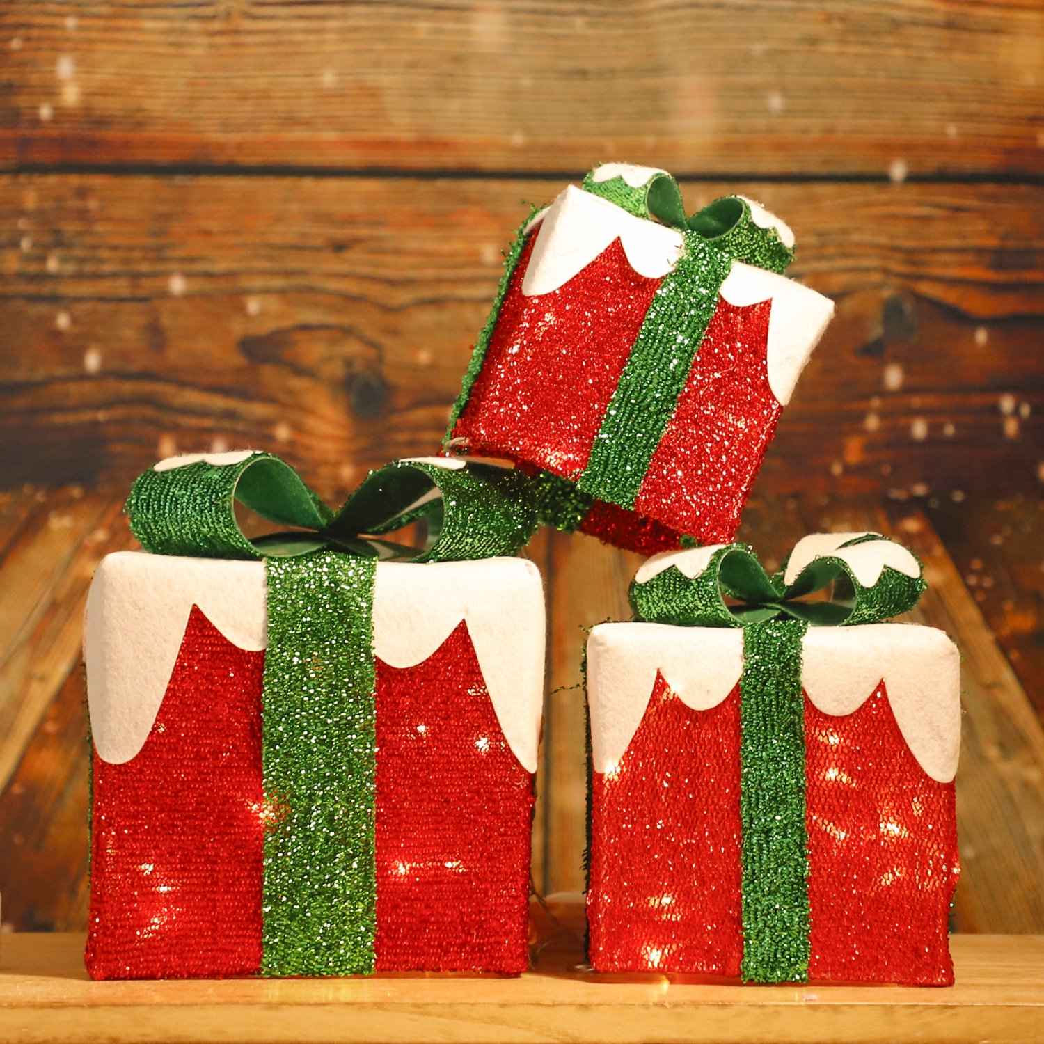 3-Piece 60 LED Garden Gift Box Decoration