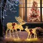 2-Piece 4FT 200 LED Leather String Light Garden Moose Decoration Golden