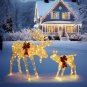 2-Piece 4FT 200 LED Leather String Light Garden Moose Decoration Golden