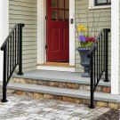 Outdoor 2 or 3-Step Wrought Iron Handrail Black