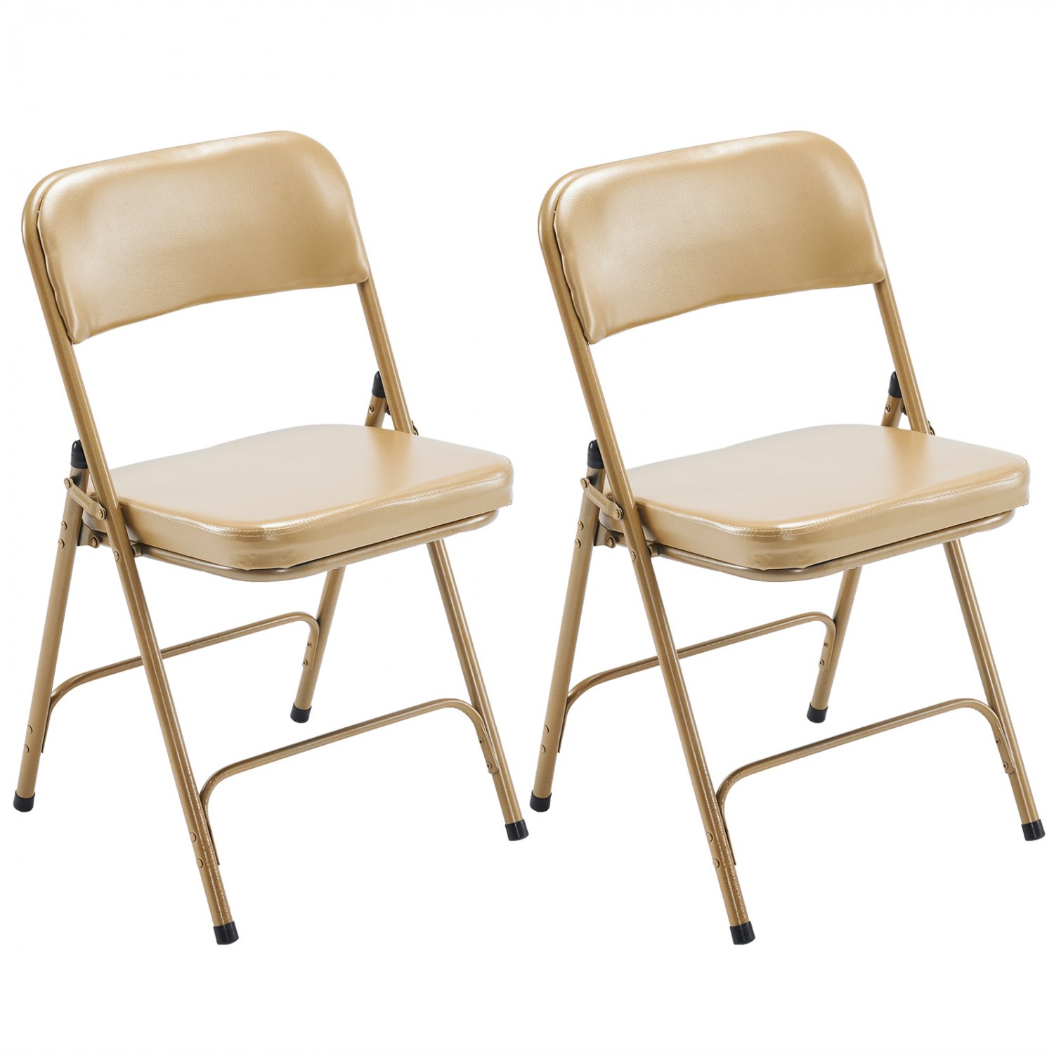 2-Pack Curved Braced & Double Hinged Metal Folding Chair with 2-Inch Thick Foam Padded