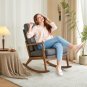 Indoor High Back Rocking Chair with Waist Pillow Dark Gray
