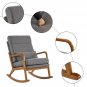 Indoor High Back Rocking Chair with Waist Pillow Dark Gray