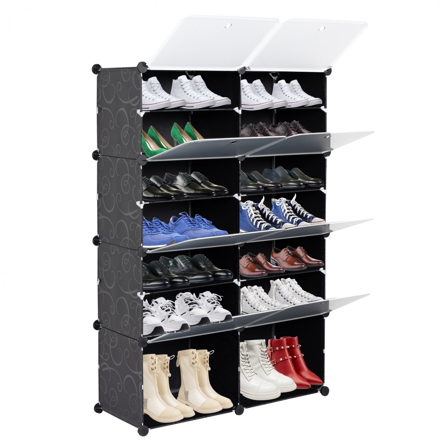 7-Tier 14 Cubes Portable Shoe Storage Cabinet Black