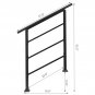 Outdoor 1 or 3 Steps Adjustable Wrought Iron Handrail Black