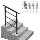 Outdoor 1 or 3 Steps Adjustable Wrought Iron Handrail Black