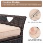 Iron Frame Rattan Footstool Locker with Cushion