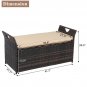 Iron Frame Rattan Footstool Locker with Cushion