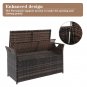 Iron Frame Rattan Footstool Locker with Cushion
