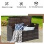 Iron Frame Rattan Footstool Locker with Cushion