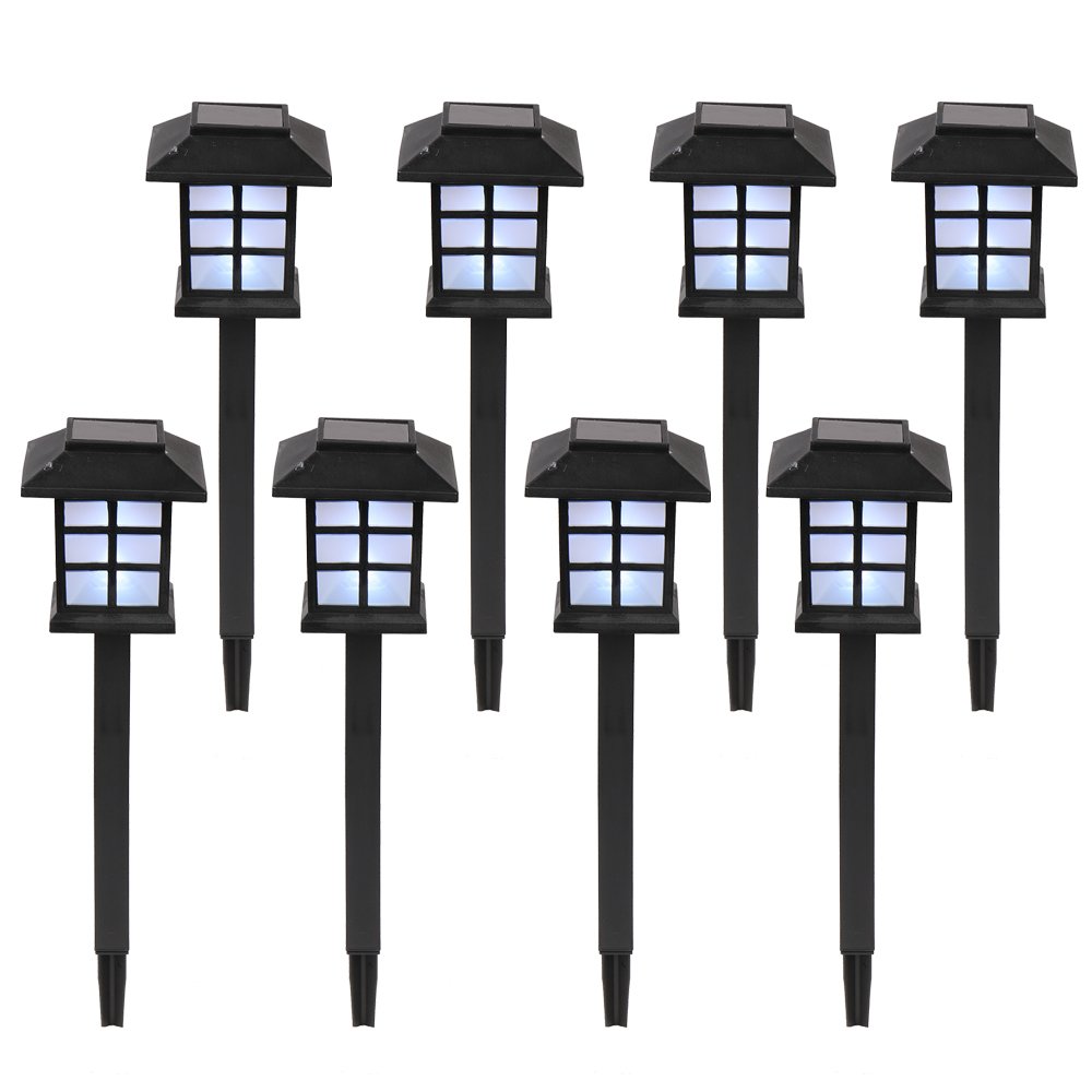 8-Pack White LED Solar Lantern Torch Light Garden Landscape Lighting