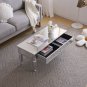 42'' Mirrored Coffee Table with LED Lights & 2 Drawers