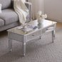 42'' Mirrored Coffee Table with LED Lights & 2 Drawers