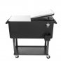 80QT Rolling Party Iron Spray Cooler Cart Ice Bee Chest Patio Warm Shelf Black