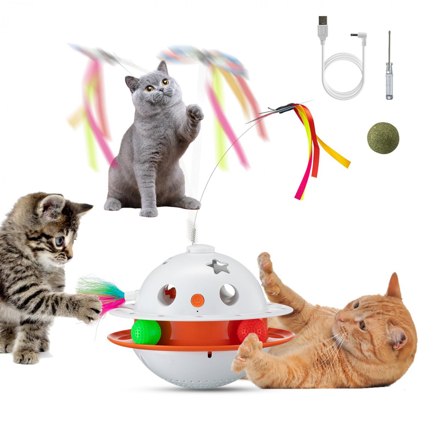 4 In 1 Automatic Interactive Cat Toy Cat Toy with Butterfly Flying