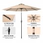 9FT Solar LED Lighted Patio Umbrella with Tilt Adjustment