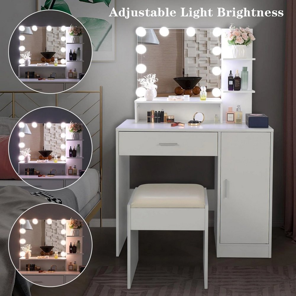 Makeup Table set with 3 Color Lighted Mirror