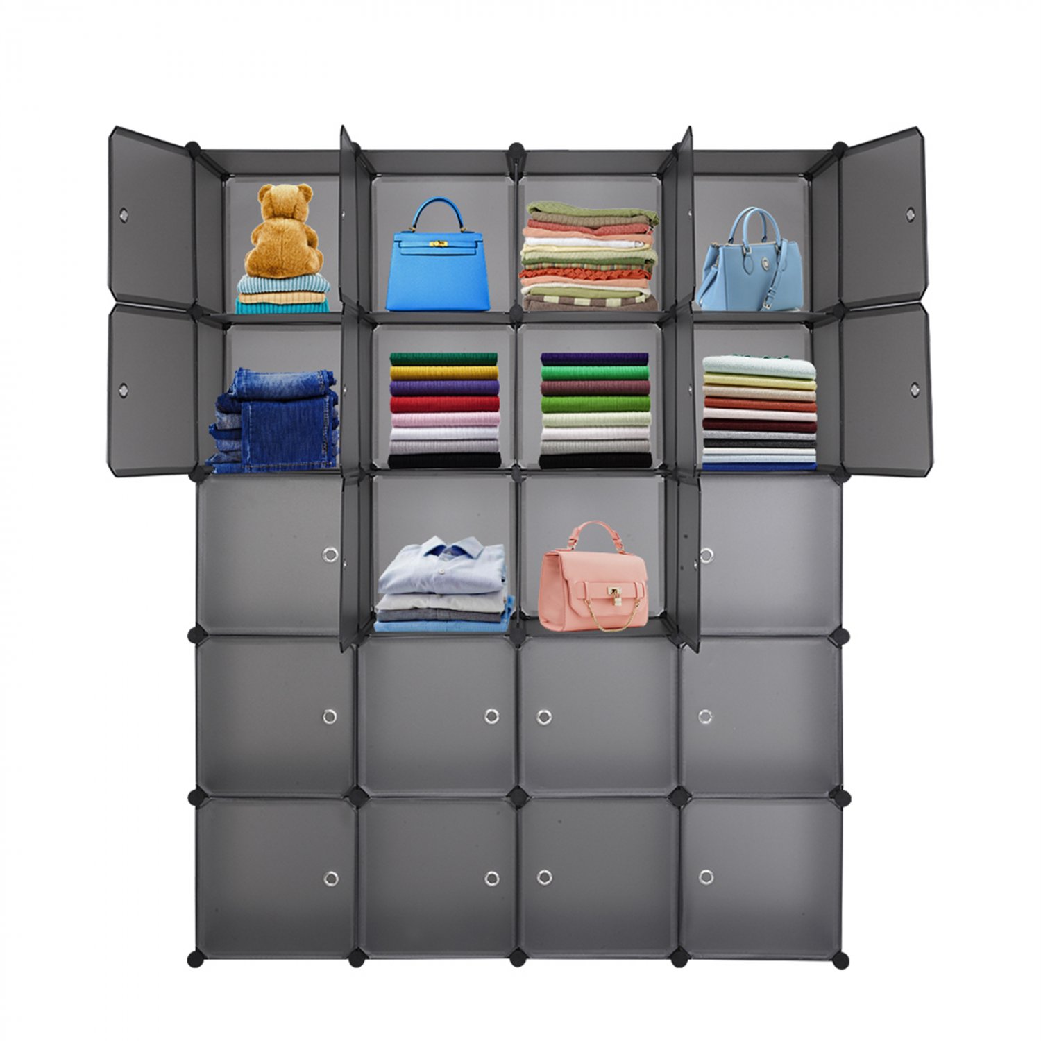 20-Cube Organizer Stackable Plastic Storage Wardrobe Portable Closet
