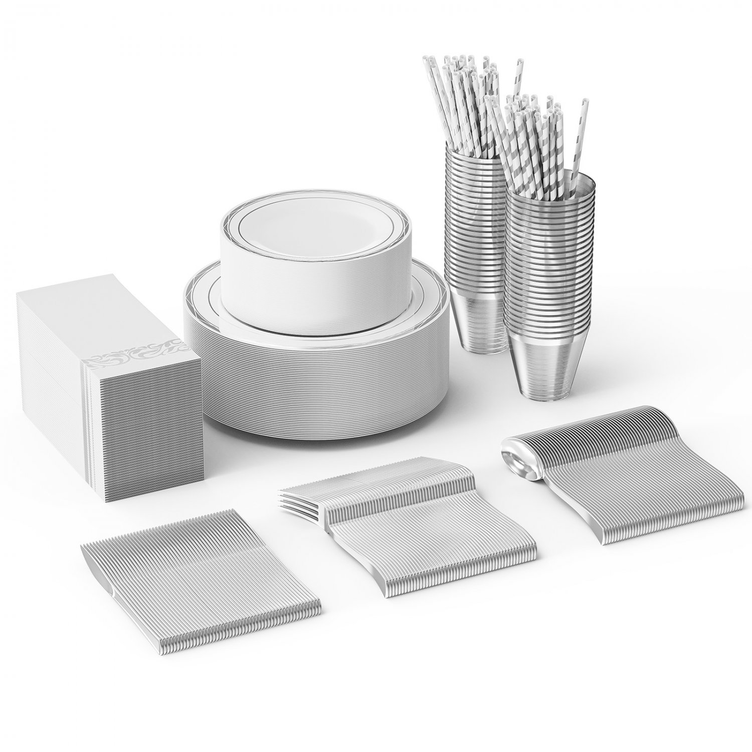 400PCS Plastic Dinnerware Set, Disposable Party Plates for 50 Guests