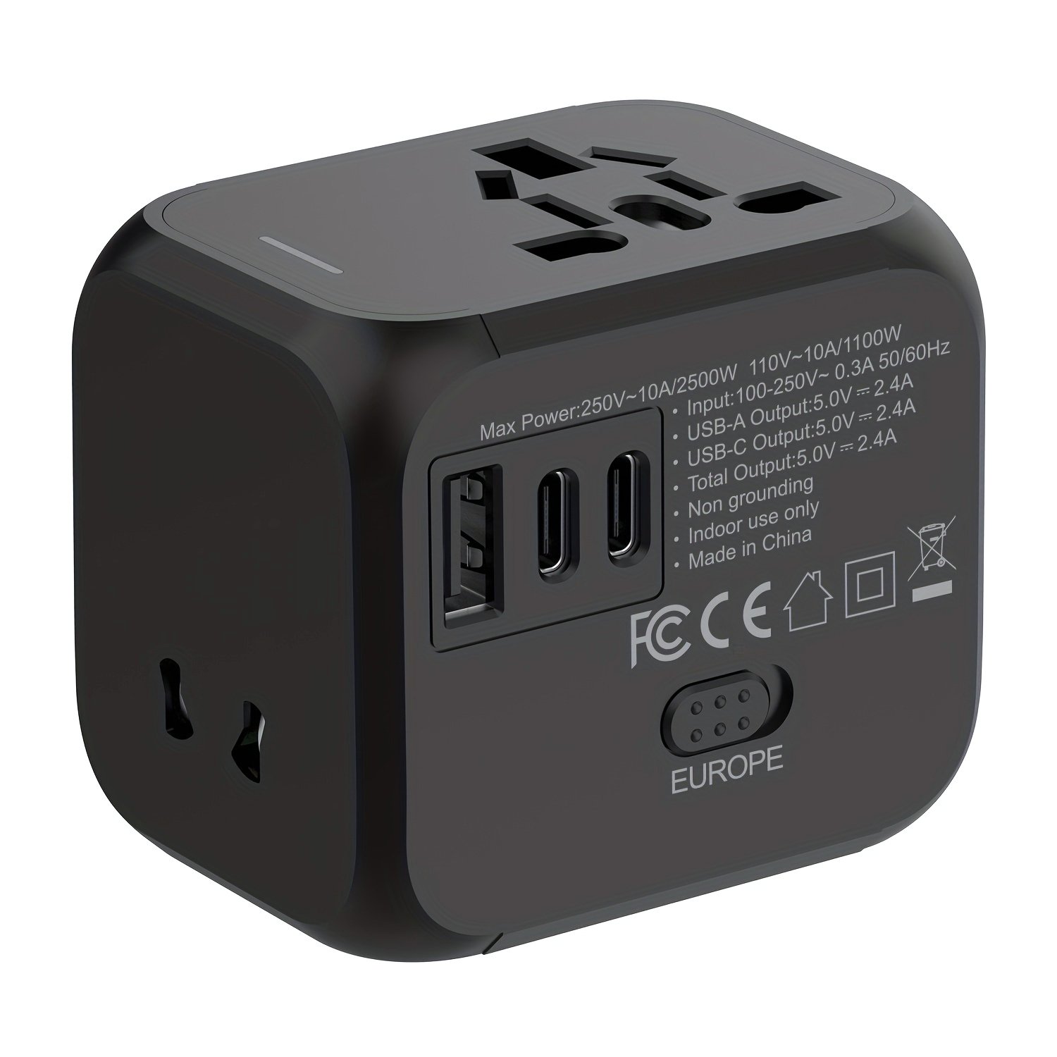 Foldable European Travel Plug Adapter