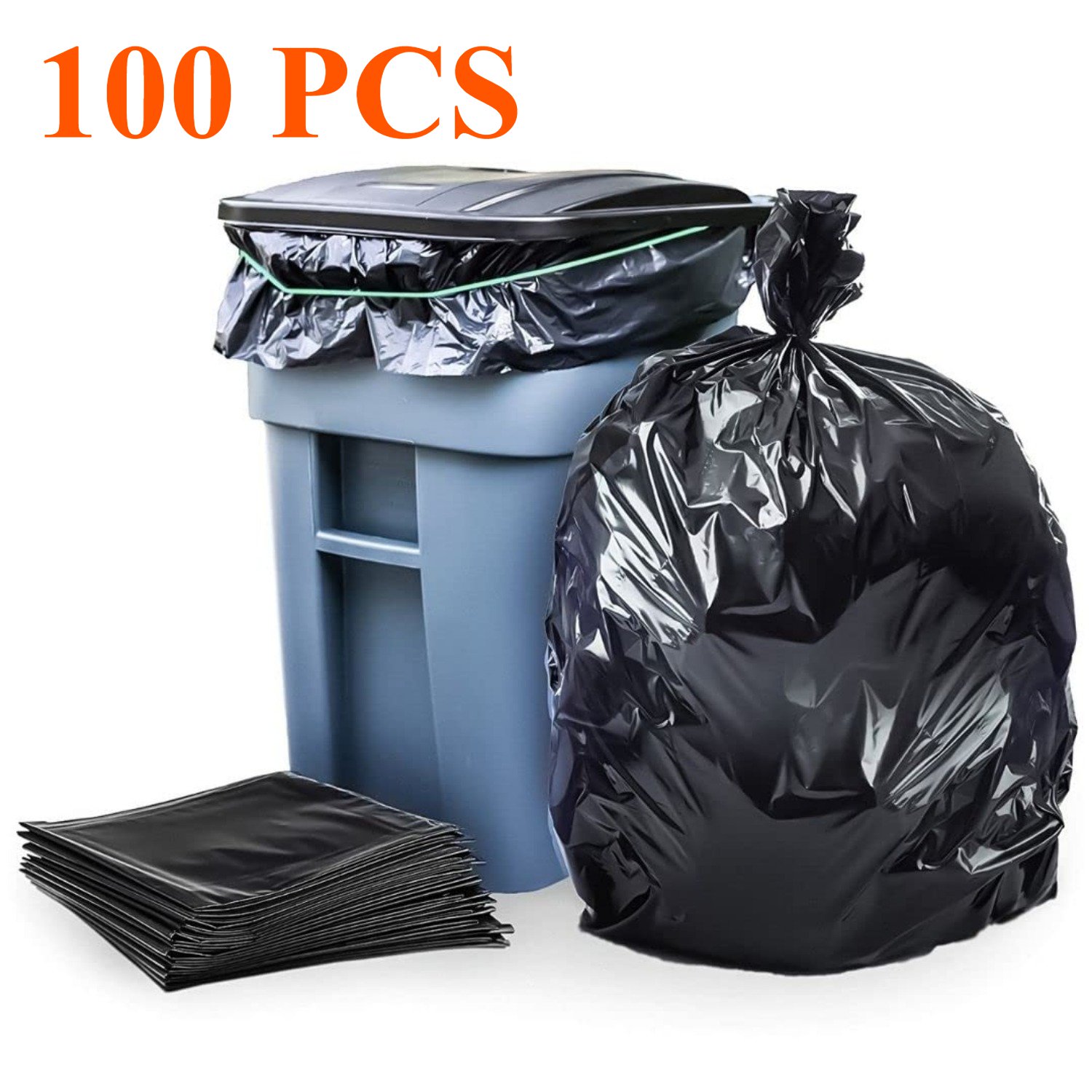 65 Gal Black Heavy Duty Garbage Bags 1.9 Mil - 55"x 47" - Pack of 100
