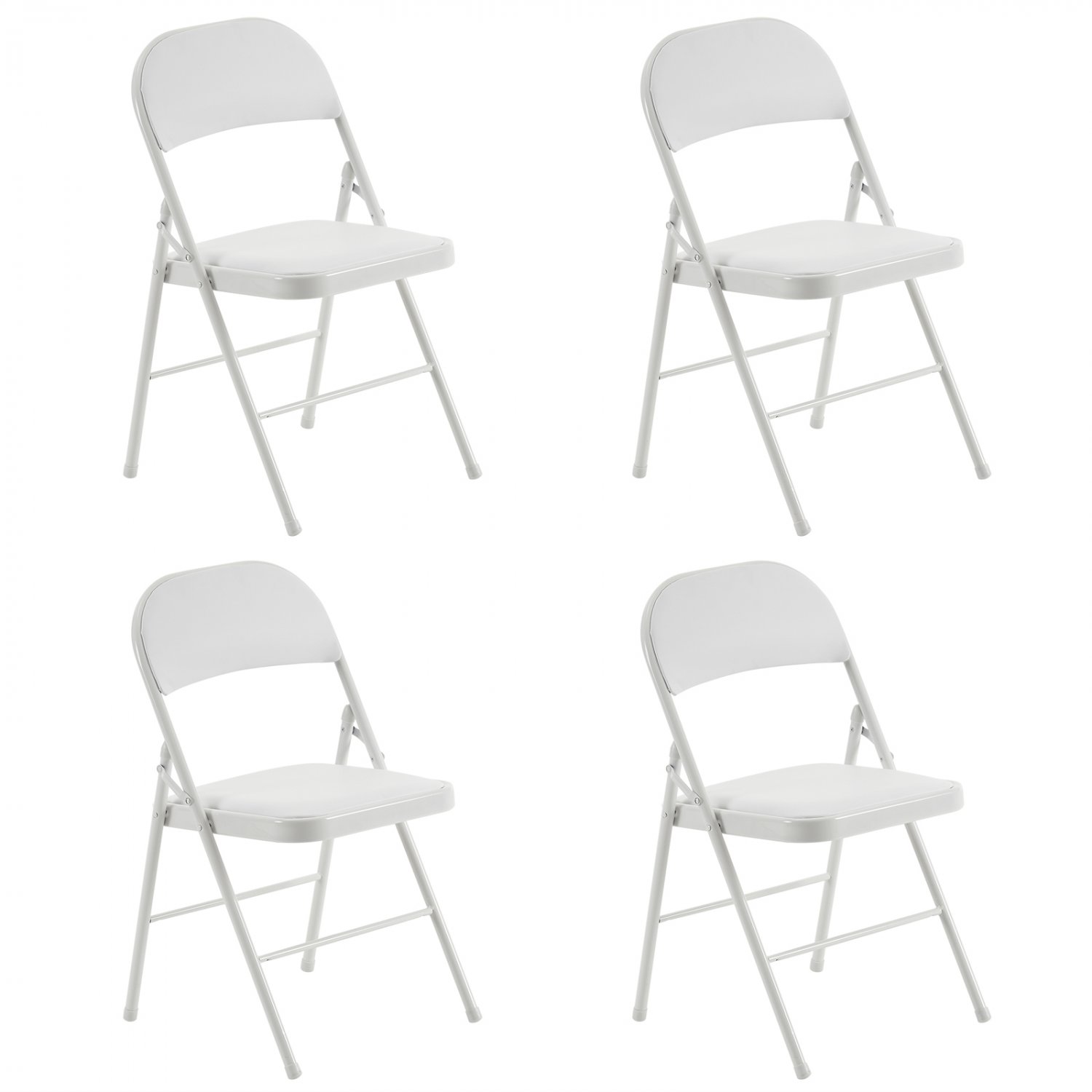 4-Pack Elegant Foldable Iron & PVC Chairs White