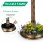Wild Bird Bath Resin Pedestal Birdbaths with Solar Light Bronze
