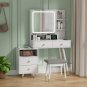 3 Color Lighted Vanity Table Set with LED Nightstand & USB Charging Station