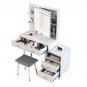 3 Color Lighted Vanity Table Set with LED Nightstand & USB Charging Station