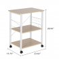 3 Shelf Mobile Kitchen Serving Cart with 10 Hooks
