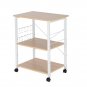 3 Shelf Mobile Kitchen Serving Cart with 10 Hooks