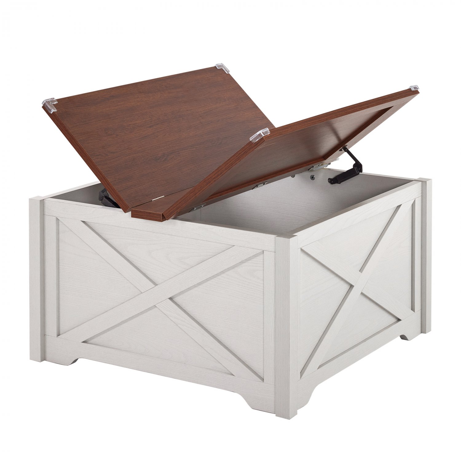 Square Wood Center Table with Large Hidden Storage Compartment
