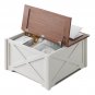 Square Wood Center Table with Large Hidden Storage Compartment