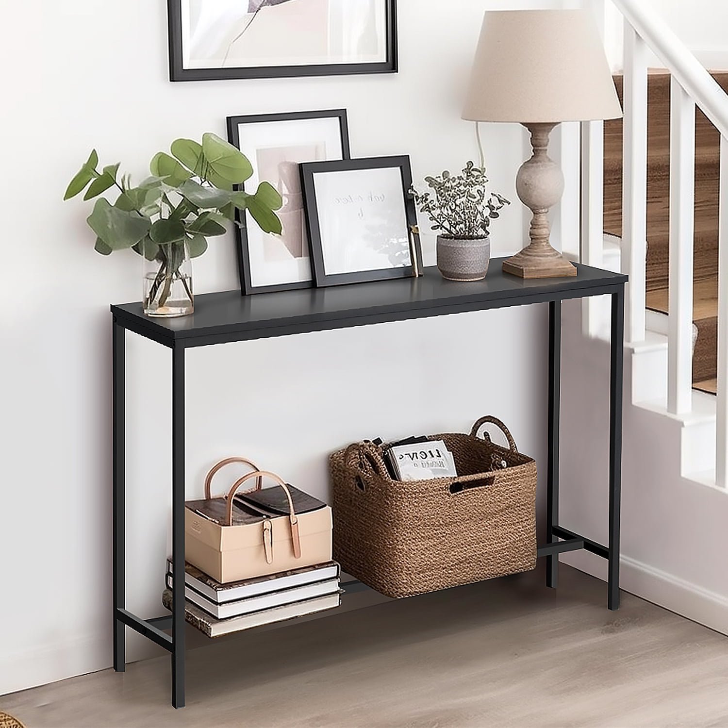 Modern Multifunction Console Table Sofa Table TV Stand with Sturdy Metal Frame