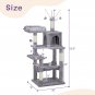 57" Cat Tree Tower with Padded Bed Toy Balls Condo Sisal Scratching Posts