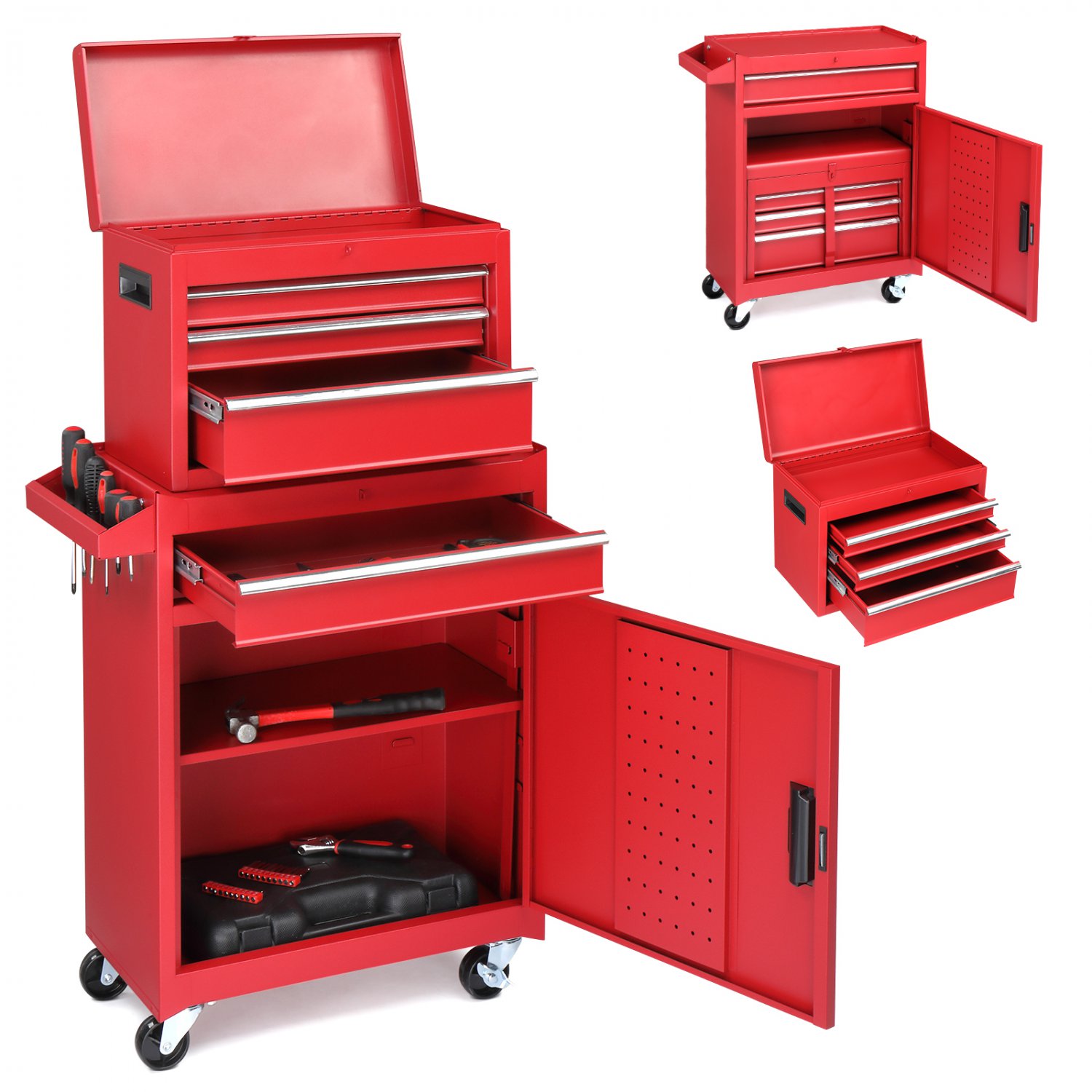 4-Drawer 2-IN-1 Rolling Tool Chest Storage Cabinet