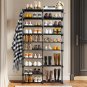 Double Row 10-Tier Non-woven Shoe Rack Black