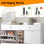 Shoe Cabinet with 4 Flap Drawers, Pull-out Drawers and 3-Tier Open Shoe Rack