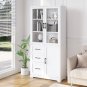 White Wooden Kitchen Cupboard with 3 Doors, 3 Drawers & Adjustable Shelf