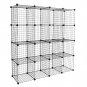 16-Cube Stackable Metal Grid Modular Cubbies Shelves Bookcase