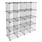 16-Cube Stackable Metal Grid Modular Cubbies Shelves Bookcase