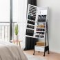 LEDs Lockable Jewelry Armoire Stand Organizer with Bottom Drawer and 4 Movable Wheels