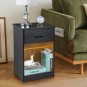 Nightstand with Wireless Charging Station and LED Lights