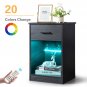 Nightstand with Wireless Charging Station and LED Lights
