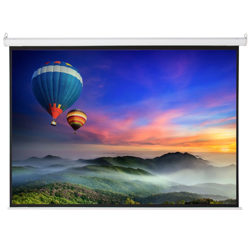 100" Electric Motorized Remote Projection Screen HD Movie Projector White 4:3