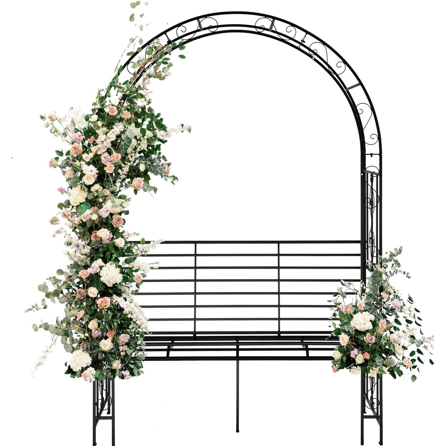 7FT Garden Arch Arbor with Seating