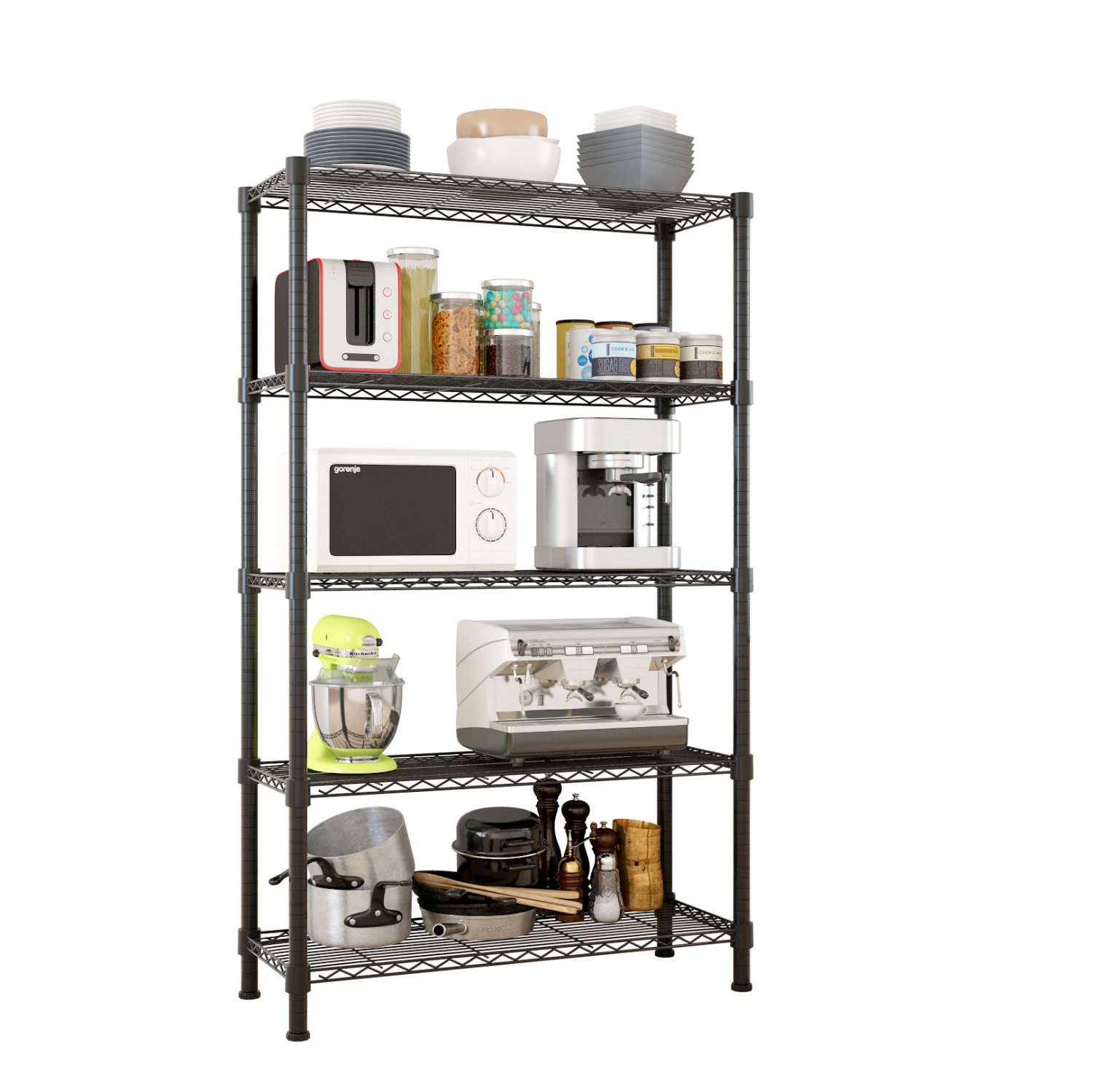 35''L x 14''W x 71''H 5-Tier Kitchen Garage Storage Rack Shelf