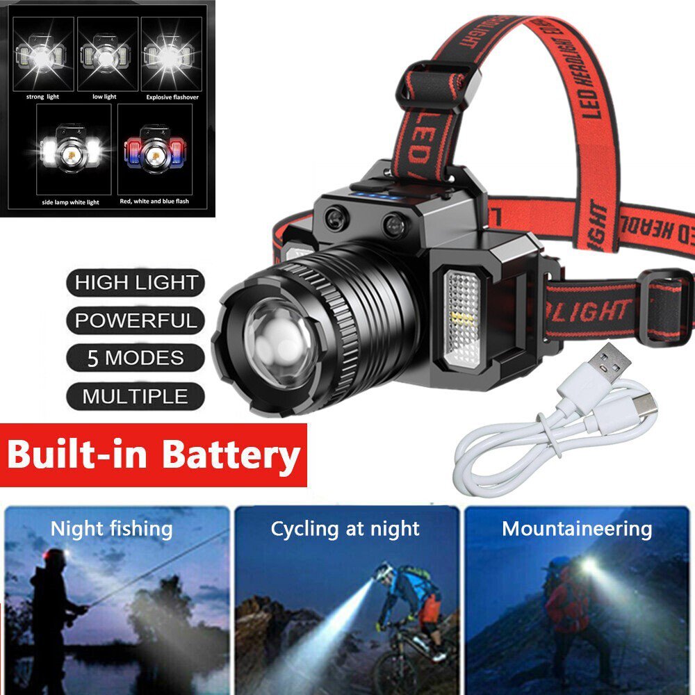 1500mAh 5-Modes LED Motion Sensor Headlamp