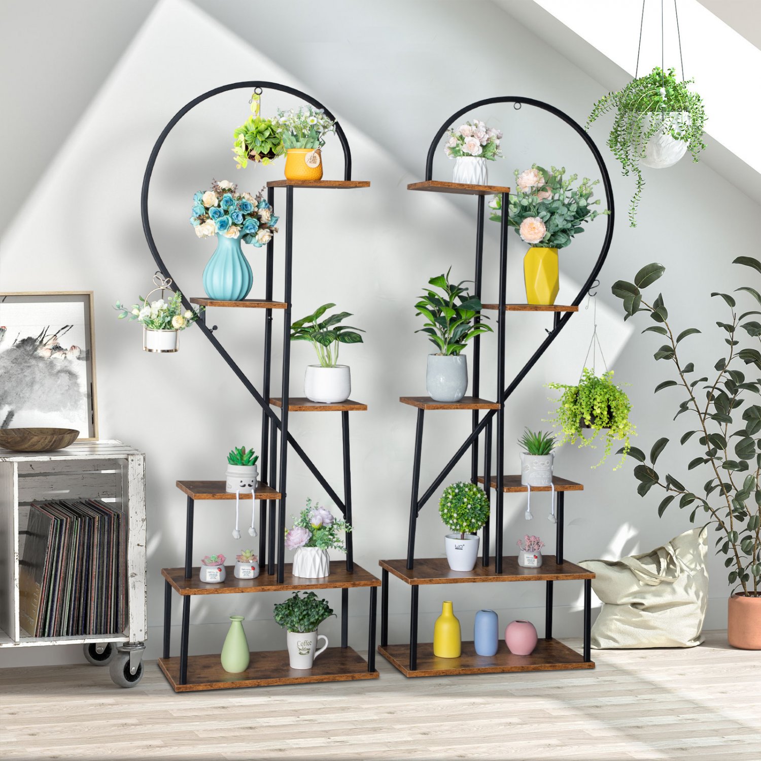 2-Pack Heart Shape 6-Layer Indoor Plant Rack